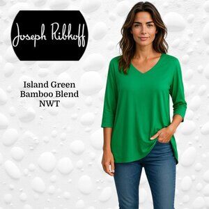 Joseph Ribkoff Island Green V-Neck Top – Size 14 (Fits L/XL) NWT